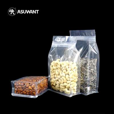 Customized Wholesale Stand Up Clear Poly Packaging Bag For Food Nuts Storage